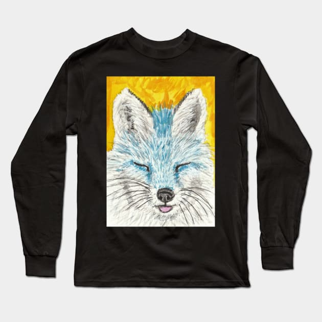 Blue fox face Long Sleeve T-Shirt by SamsArtworks